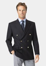Regular Fit Reigate Navy Pure New Wool Double Breasted Blazer