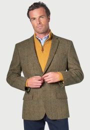 Regular Fit Stromay Olive Check Harris Tweed&reg;  Jacket