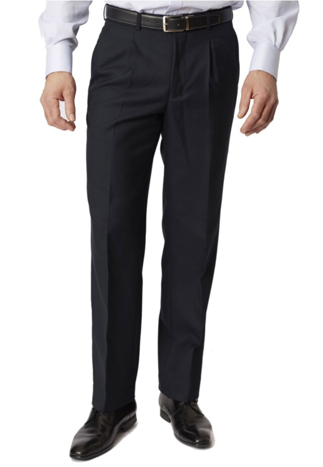Regular Fit Navy Branmarket Wool Blend Trousers