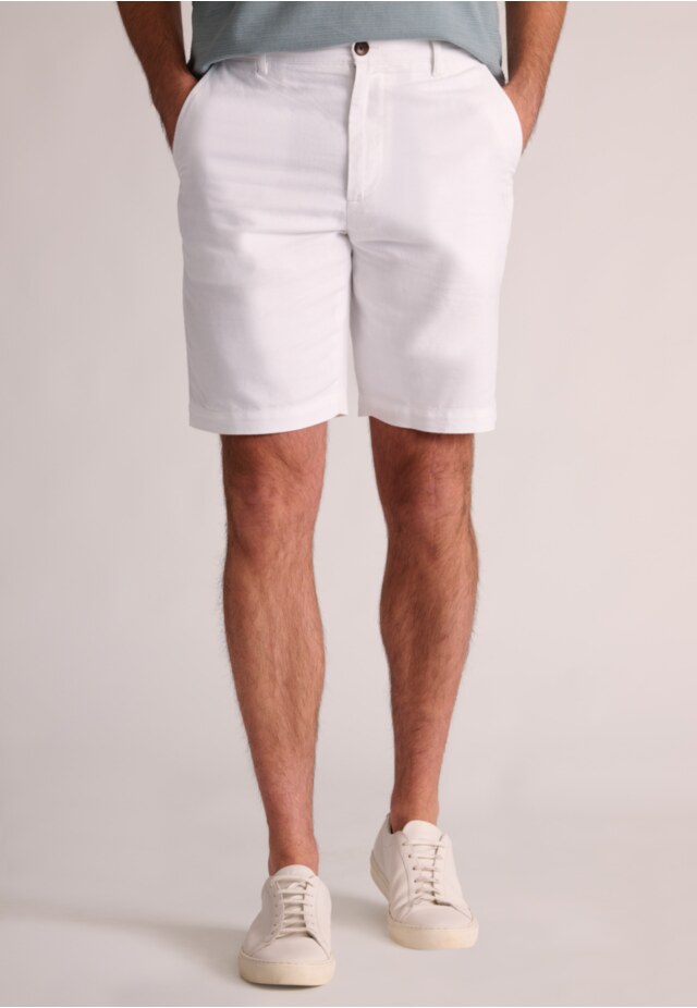 Caine White Linen Cotton Shorts