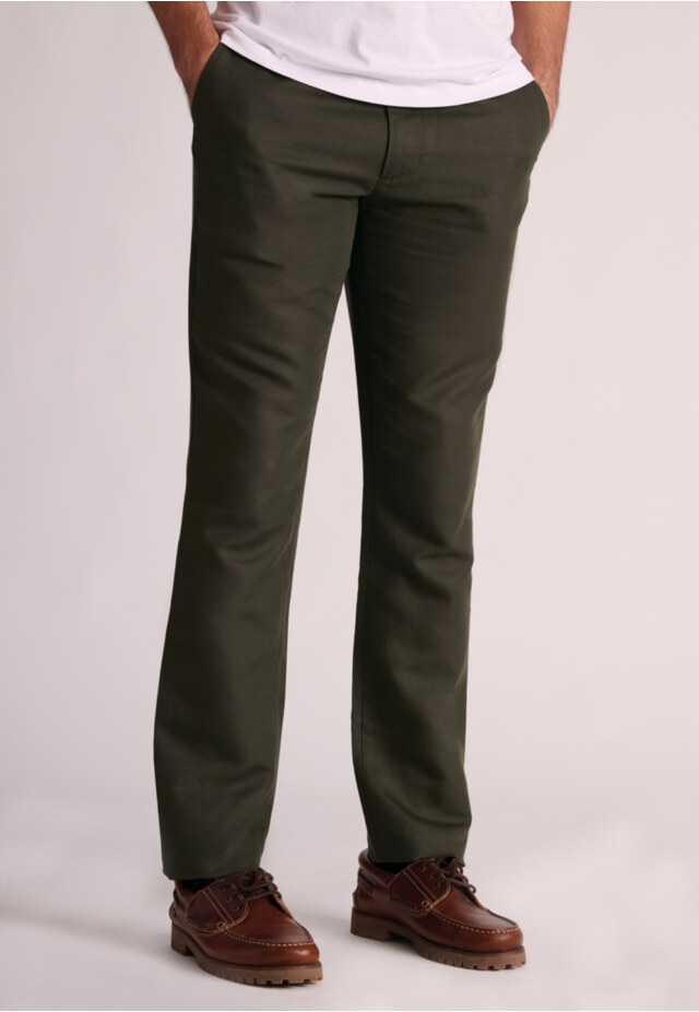 Regular Fit Caine Dark Khaki Linen Cotton Trousers