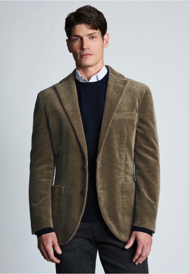 Tailored Fit Kenny Sand Corduroy Stretch Cotton Jacket