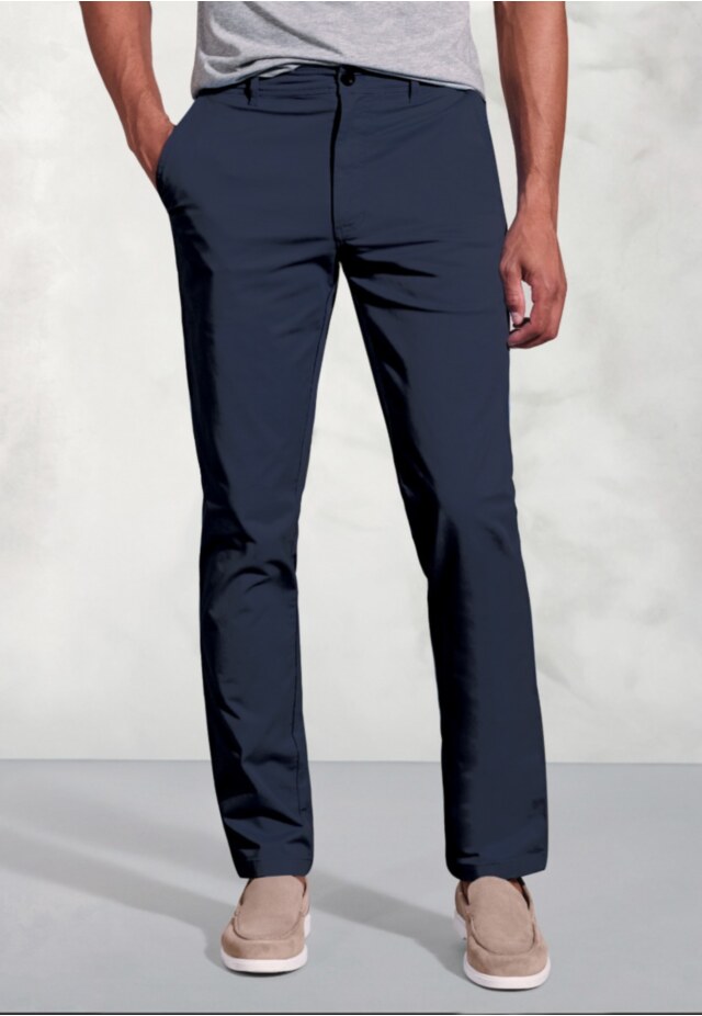 Tailored Fit Broderick Navy Garment Dyed Casual Trousers