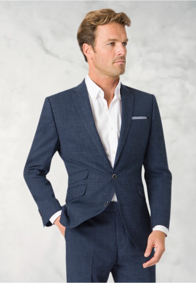 Tailored Fit Constable Navy Linen Blend Suit - Waistcoat Optional