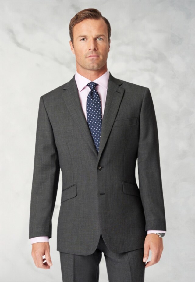 Tailored Fit Dawlish Charcoal Birdseye Wool Suit