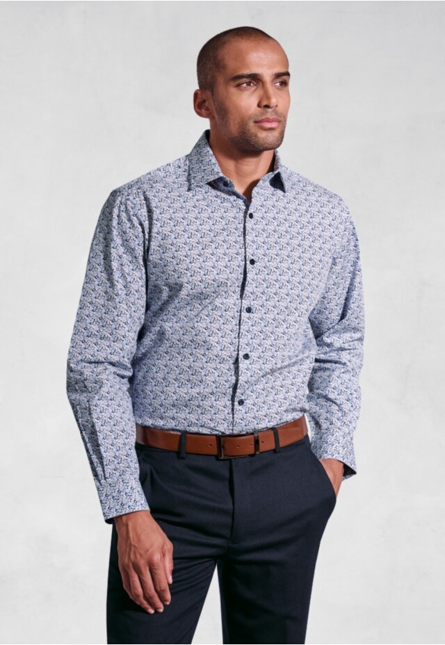 Regular Fit Blue Ditsy Floral Shirt