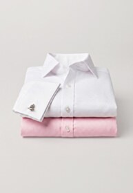 2 Pack White and Pink Royal Oxford Cotton Double Cuff Tailored Fit Shirts