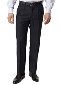 Regular Fit Navy Branmarket Wool Blend Trousers