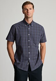 Regular Fit Navy Check 'Portofino' Short Sleeve Shirt