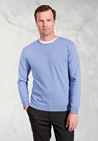 Devon Sky Blue Cotton Merino Crew Neck Jumper