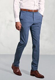 Tailored Fit Reeve Air Force Blue Microcheck Wool Rich Trousers
