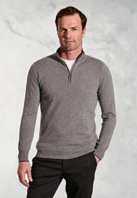 Taupe Cashmere Quarter Zip Jumper