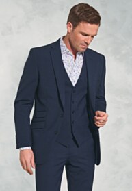 Tailored Fit Cassino Navy Check Washable Suit - Waistcoat Optional