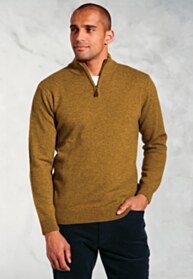Rutherford Mustard Lambswool Blend Quarter Zip Jumper