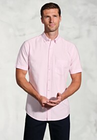 Regular Fit Pink Oxford Cotton Short Sleeve Shirt
