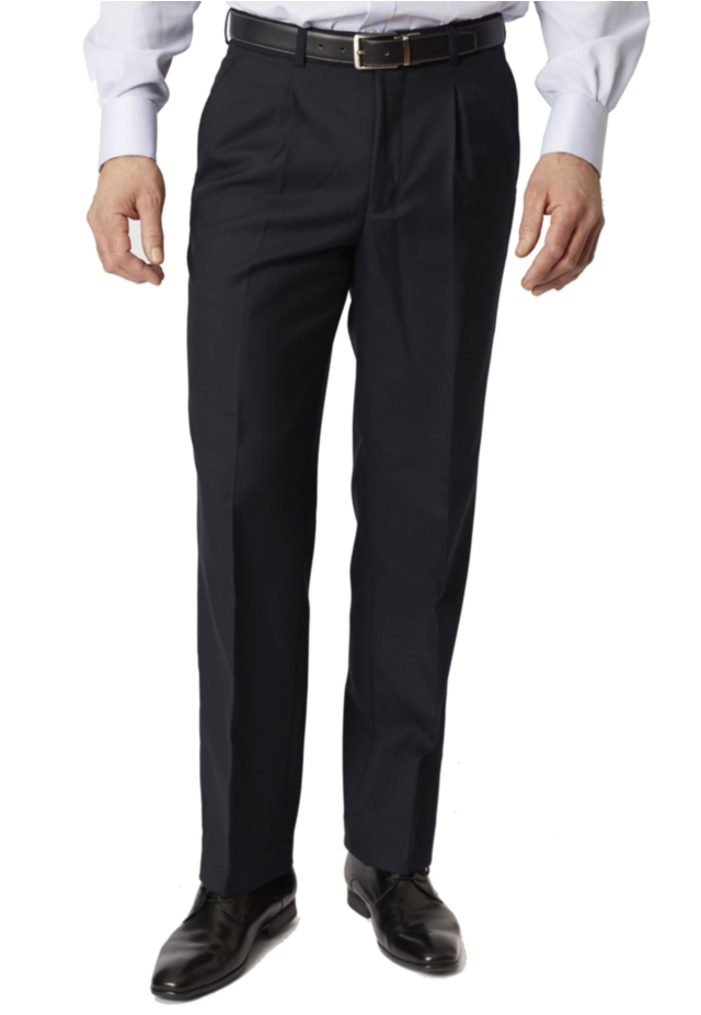 Regular Fit Navy Branmarket Wool Blend Trousers