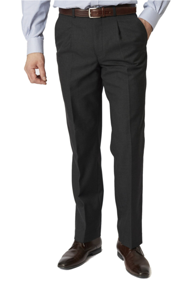 Regular Fit Charcoal Branmarket Wool Blend Trousers