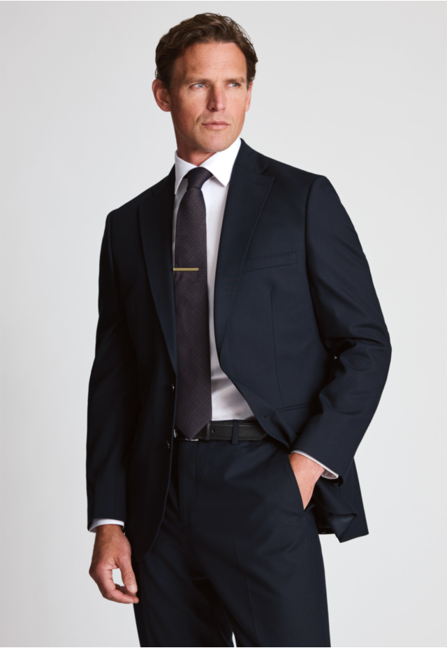 Tailored Fit Shawford Navy Wool Blend Performance Suit Jacket