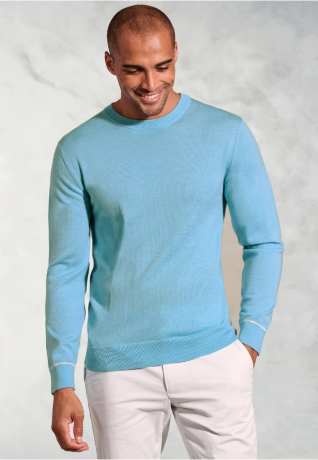 Arnold Aqua Merino Wool Crew Neck Jumper