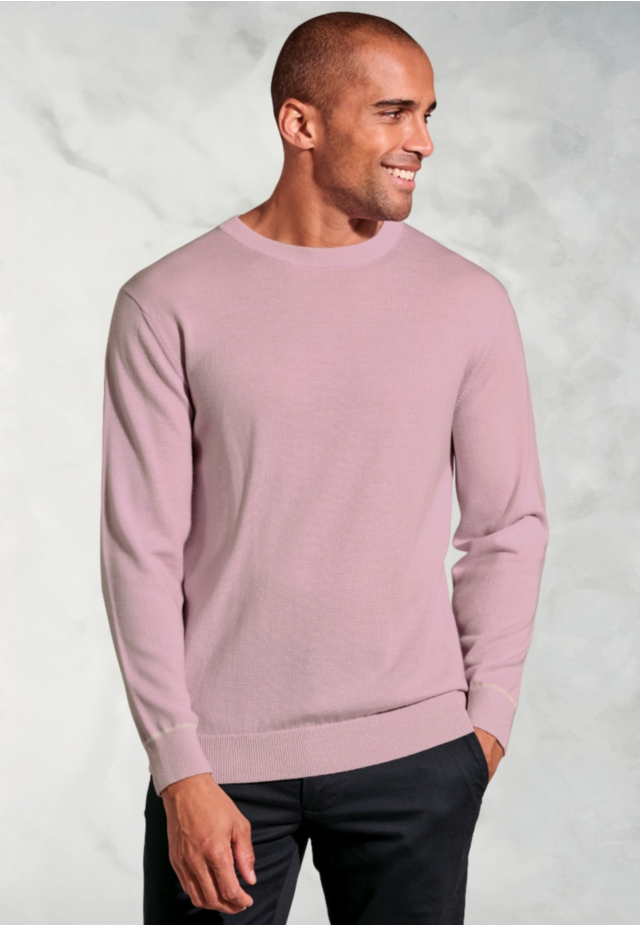 Arnold Dusky Pink Merino Wool Crew Neck Jumper
