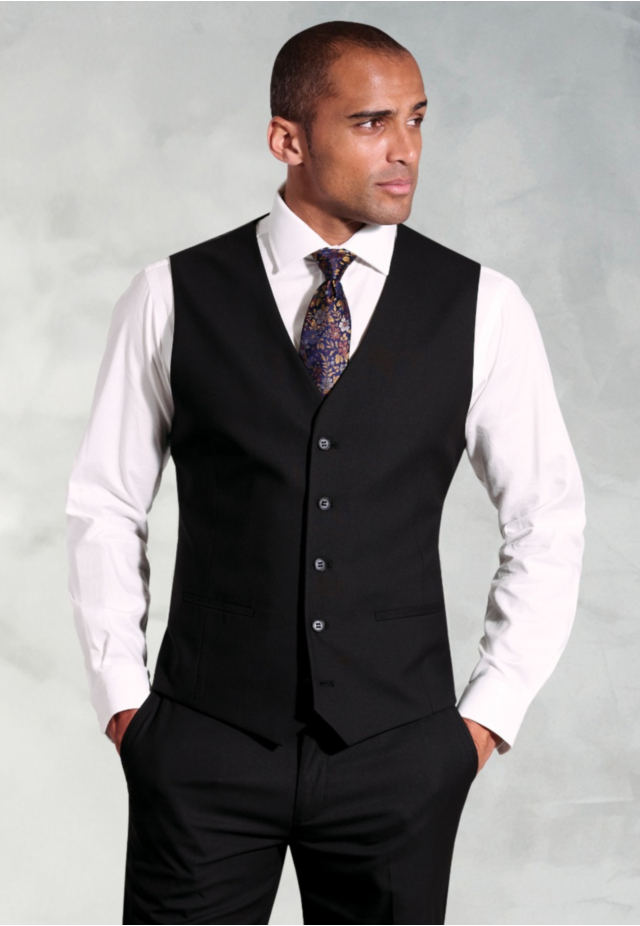 Tailored Fit Black Waistcoat