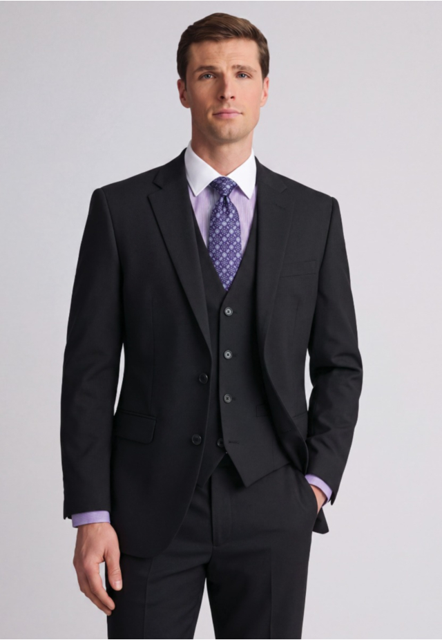 Tailored Fit Aldwych Black Washable Suit - Waistcoat Optional
