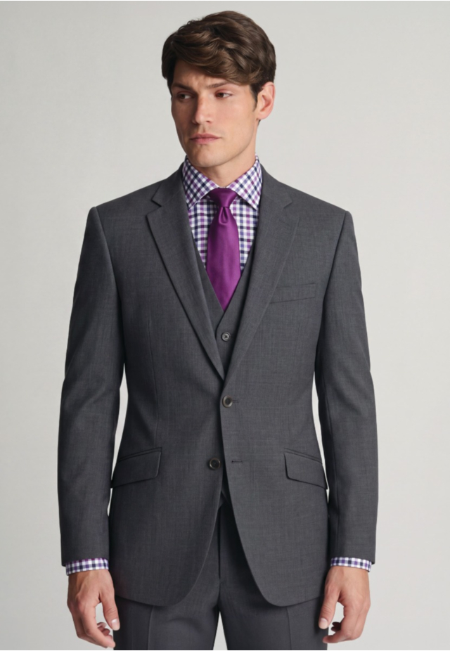 Tailored Fit Aldwych Mid Grey Washable Suit - Waistcoat Optional