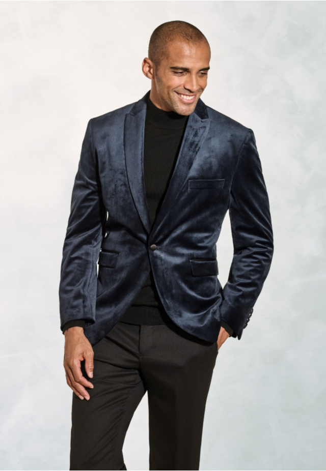 Tailored Fit Severn Midnight Velvet Evening Jacket